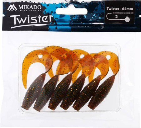 PRZYNĘTA - TWISTER 64mm/ MOTOROIL GOLD - op.6szt.