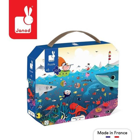Puzzle w walizce Podwodny świat 100 elementów 6+ Made in France, Janod