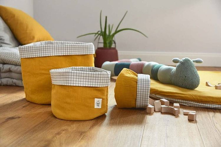 Lassig Muślinowe kosze do przechowywania 3 sztuki Cozy Home musztardowe