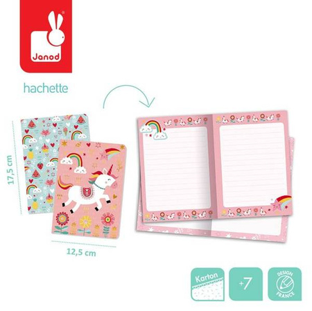 Zestaw 2 miękkich notesów Lisek + Jednorożec 7+, opakowanie zbiorcze 8 sztuk (4 szt. + 4 szt.), Janod