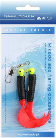 ZESTAW MORSKI - PILK TWIST JIGHEAD RIG 7.5 cm - 2x3 g (BLACK/RED) MIKADO LS-A007-2X3Y-04