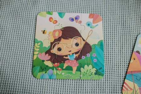 Puzzle progresywne w walizce Pory roku 4 układanki – 6, 9, 12 i 16 elementów 3+, Janod