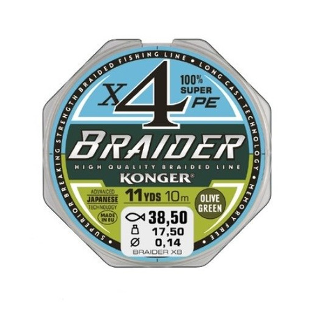 PLECIONKA PRZYPONOWA BRAIDER X4 OLIVE GREEN 0,06/10 KONGER 250016006