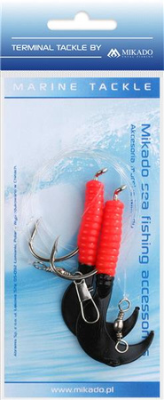 ZESTAW MORSKI - PILK D-TWIST RIG 7.5cm - hak 2x6/0 (RED/BLACK) MIKADO LS-A075-7.5-03