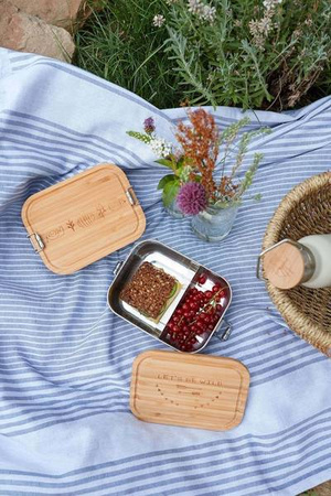 Lassig Lunchbox ze stali nierdzewnej z bambusową pokrywką Adventure