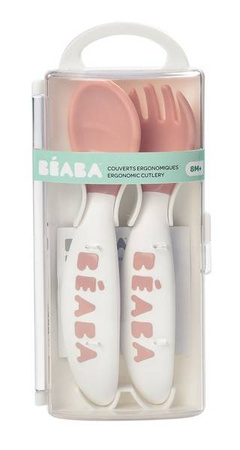 Beaba Sztućce plastikowe w etui nude