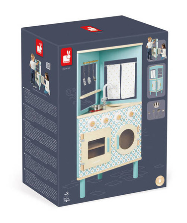 Trójstronna drewniana kuchnia narożna Trio z 5 akcesoriami 3+, Janod