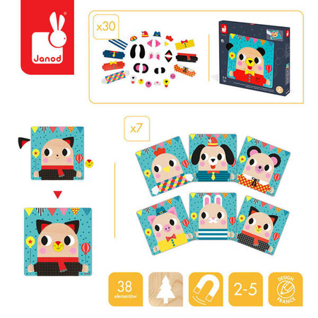 Układanka drewniana magnetyczna Zwierzątka, Janod