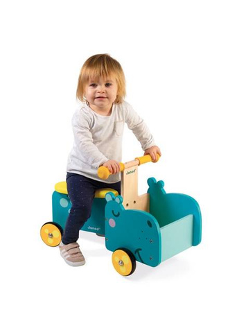 Drewniany jeździk ze skrzynią Hipopotam, Janod