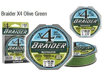 PLECIONKA BRAIDER X4 OLIVE GREEN 0,12/150 KONGER 250146012