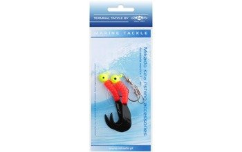 ZESTAW MORSKI - PILK TWIST JIGHEAD RIG 5.5 cm - 2x6 g (RED BLACK) MIKADO LS-A005-2X6Y-03