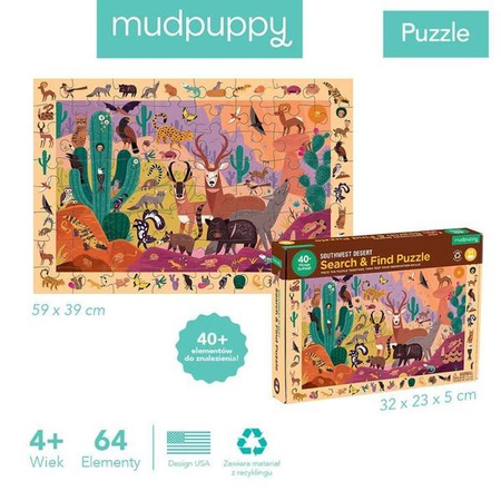 Mudpuppy Puzzle obserwacyjne Amerykańska pustynia 64 elementy 4+