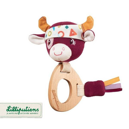 LILLIPUTIENS Grzechotka z drewnianym gryzakiem Krówka Rosalie 3 m+ ECO