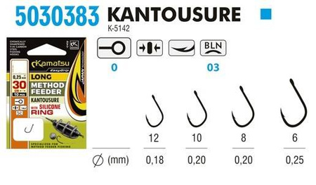 PRZYPON METHOD FEEDER 30CM KANTOUSURE 6BLNO/0,25mm SILICONE RING OP.10SZT KAMATSU 503038306