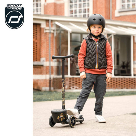 SCOOTANDRIDE Highwaykick 2 Lifestyle Hulajnoga trójkołowa balansowa z zamykanym schowkiem 2+ Black & Gold EDYCJA LIMITOWANA