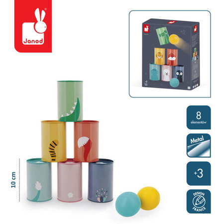 Gra Zbijanie puszek Zwierzęta 3+, Janod