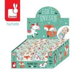 Zestaw 2 samoprzylepnych taśm dekoracyjnych Lisek + Jednorożec  7+, opakowanie zbiorcze 12 sztuk (6 szt. + 6 szt.), Janod