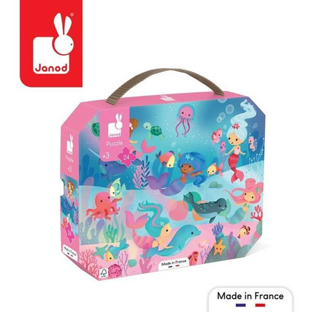 Puzzle w walizce Syreny 24 elementy 3+ Made in France, Janod