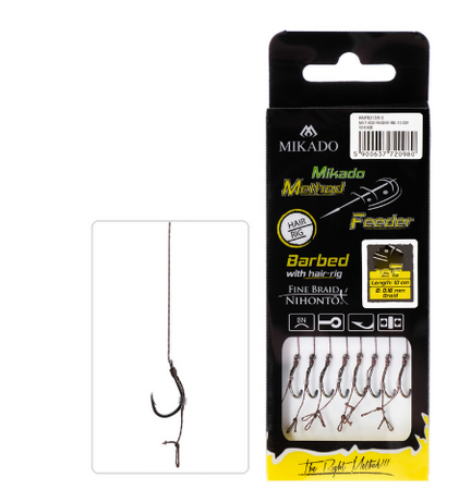 HACZYK DO METODY 10 cm Z WŁOSEM - haczyk z zadziorem: 16 / plecionka: 0.10 mm - op.8szt MIKADO HMFB212W-16