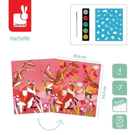 Zestaw kreatywny Perłowe plakatówki 4 pory roku 7+, Janod