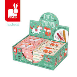 Zestaw 12 mini pilników do paznokci Lisek + Jednorożec 7+, opakowanie zbiorcze 12 sztuk (6 szt. + 6 szt.), Janod