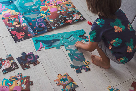 Świecące puzzle z mini-lampką UV Ocean 24 elementy 3+, Janod