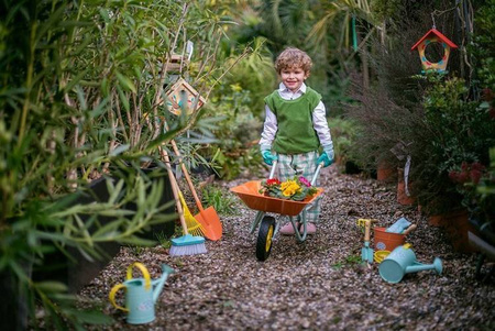 Mały ogrodnik Metalowe grabie do liści żółte, Janod