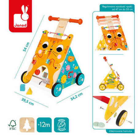 Wielofunkcyjny pchacz edukacyjny Kot, Janod