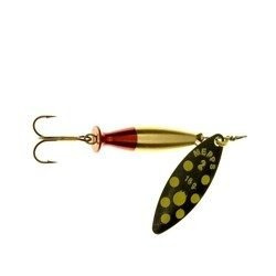 Błystka Mepps AGLIA LONG HEAVY czarna / żółte kropki nr 1+