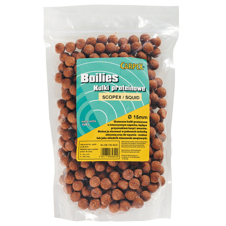 Kulki proteinowe Carpex - Scopex - Squid, 15mm, 750g Carpex 64-CB-150-SCS