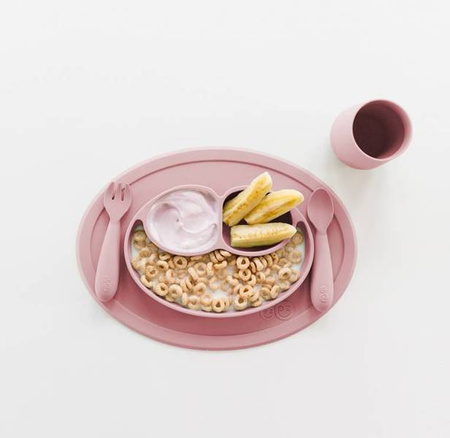 EZPZ Silikonowy talerzyk z podkładką mały 2w1 Mini Mat pastelowy róż