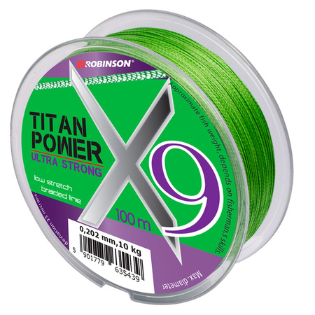 Plecionka Robinson Titan Power X9 100m 0,14, jasnozielona Robinson 56-GG-014