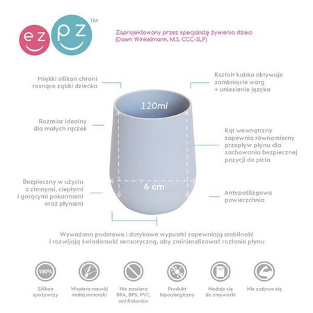 EZPZ Silikonowy kubeczek Mini Cup 120 ml pastelowa szarość