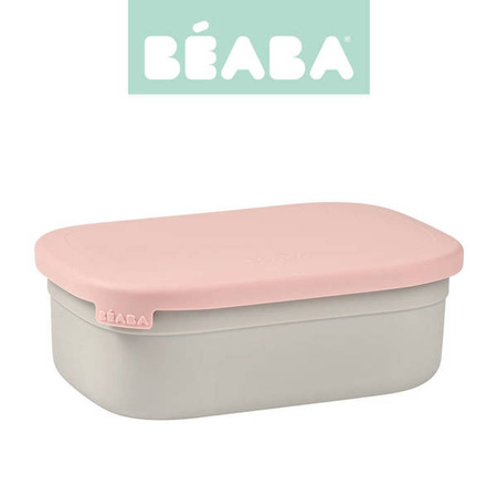 Beaba Lunchbox ze stali nierdzewnej konfigurowalny z silikonową pokrywką i osłoną Powder Pink
