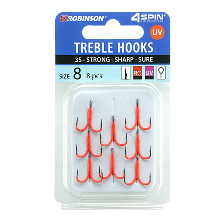 Kotwica 4SPIN Titanium 3S UV FLUO RED rozm. 8 (8 szt) Robinson 03-P-3SC-08