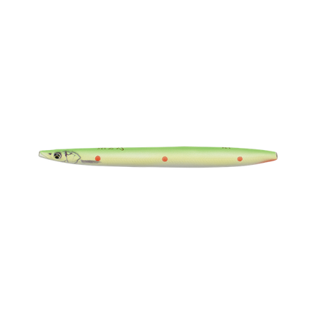 LINE THRU SANDEEL 12.5CM 19G SINKING FLUO GREEN RED DOTS Savage Gear (72349)