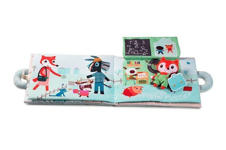 LILLIPUTIENS Miękka książeczka aktywizująca z mini - przytulanką „Dzień dobry, mały lisku” 18 m+