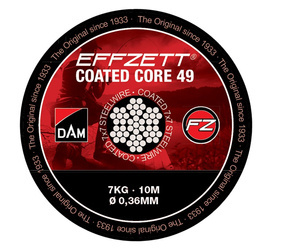 PRZYPON STALOWY, LINKA EFFZETT COATED CORE49 STEELTRACE BROWN 7KG / 10M DAM 56408