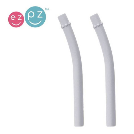 EZPZ Zestaw uzupełniających silikonowych słomek do kubeczka Mini Cup 2 szt. pastelowa szarość