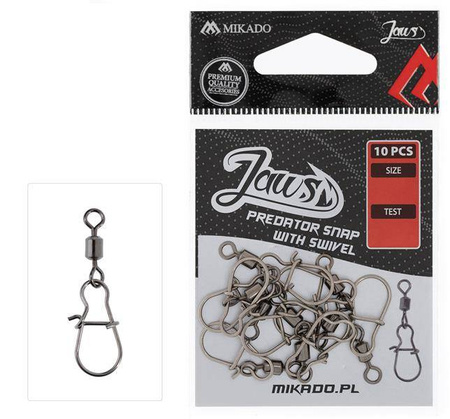 AGRAFKA - Z KRĘTLIKIEM JAWS PREDATOR SNAP rozm. L - op.10szt. MIKADO AMA02-093-L
