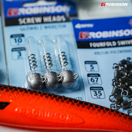 Główka z wkrętem do przynęt gumowych 10g, 3szt Robinson 84-GW-010