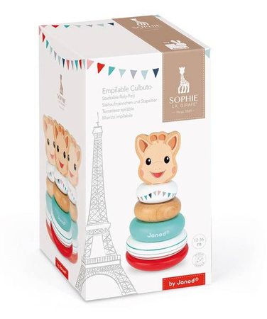 Układanka drewniana piramida wańka-wstańka Żyrafka Sophie, Janod