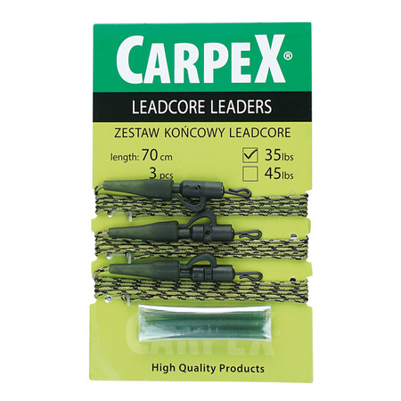 Zestaw końcowy lead core, 35LB, 70cm, 3szt. moss green snake Carpex 94-LC-P-352