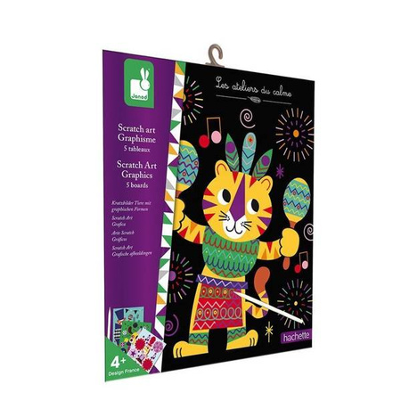 Zestaw kreatywny Do zdrapywania Graficzne zwierzątka 4+, Janod