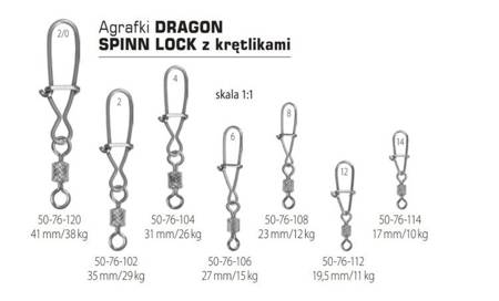 Agrafka z krętlikiem  Spinn Lock  rozmiar8 10 szt.    DRAGON PDF-50-76-108