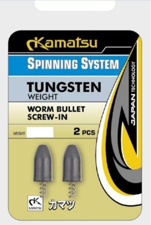 CIĘŻARKI WOLFRAMOWE BULLET WORM WKRĘCANE 14g /1/2oz. OP.2SZT SPINNING SYSTEM KAMATSU 668001007