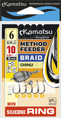 KAMATSU METHOD FEEDER BRAID CHINU SILICONE RING 6 BLNO/10cm/0,14mm K-007 OP.5 SZT KAMATSU KONGER 502022306