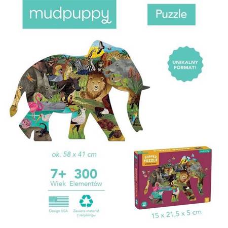 Mudpuppy Puzzle konturowe słoń Afrykańskie safari 300 elementów 7+