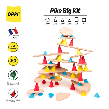OPPI Kreatywny zestaw konstrukcyjny duży Piks Big 64 elementy 3+