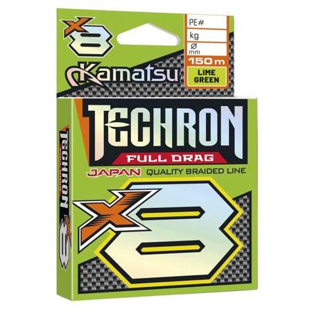 PLECIONKA TECHRON FULL DRAG X8 LIME GREEN 0,16mm/150m KAMATSU 205151016
